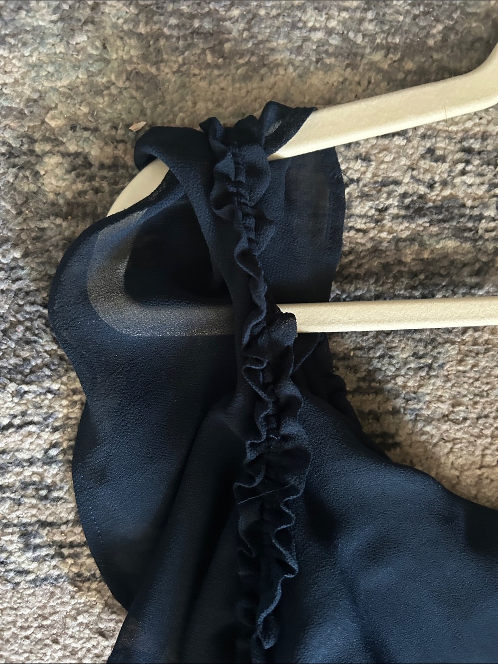 ASOS Navy Blue Maxi Dress with Ruffled Shoulders - Picture 5 of 9